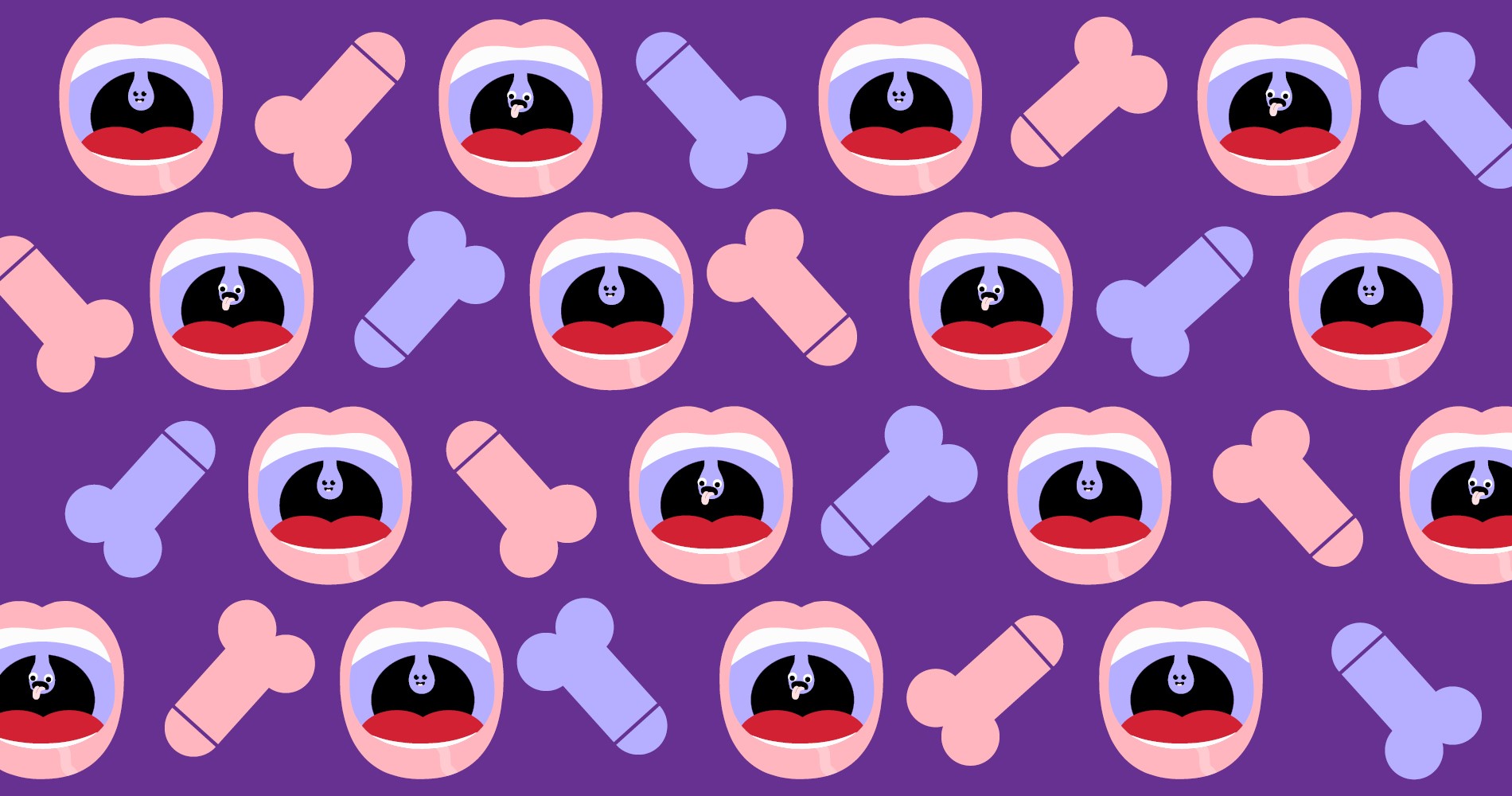 thrussy banner, mouth and penis icons